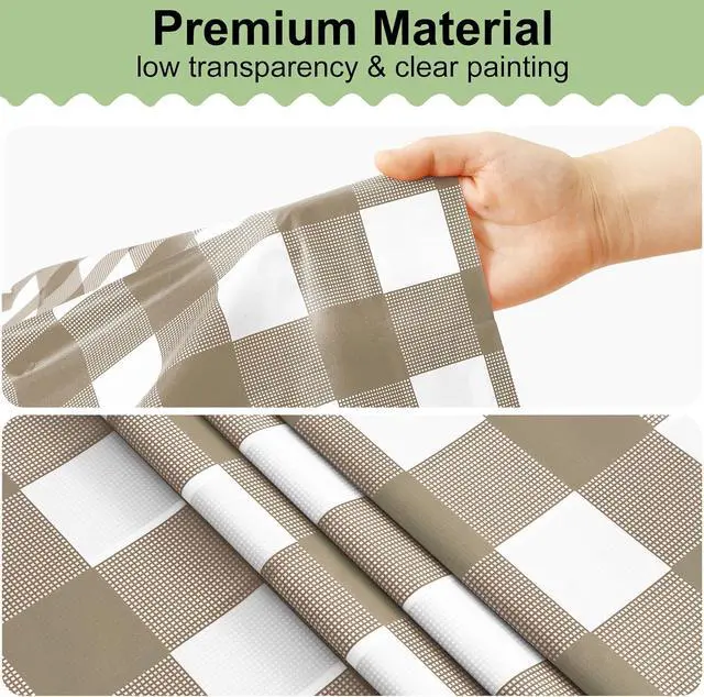 Alt view image 7 of 7 - misaya 4 Packs Buffalo Disposable Table Cloth, 54 x 72 Inch Waterproof Plastic Tablecloth, Rectangle Khaki and White Checkered Table Covers for Picnic, Birthday, Party, Back to School