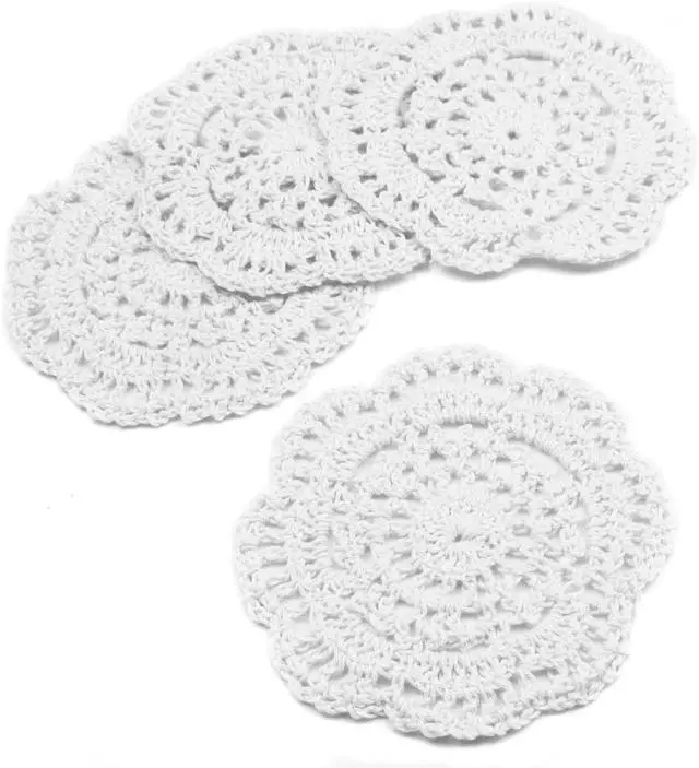 Alt view image 2 of 4 - Phantomon Lace Round Crochet Doilies Handmade Coasters Vintage Style Table Placemats, 4-Inch, Pack of 4 (White)