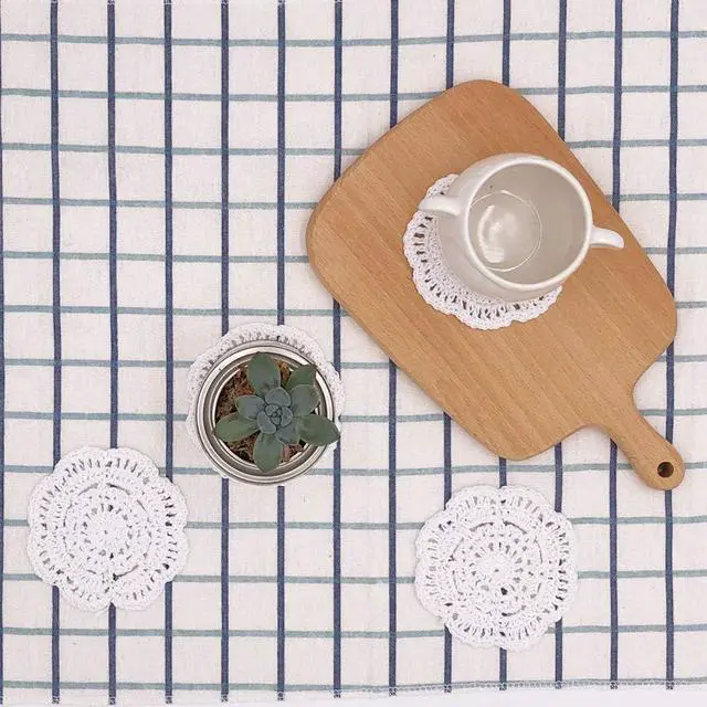 Alt view image 4 of 4 - Phantomon Lace Round Crochet Doilies Handmade Coasters Vintage Style Table Placemats, 4-Inch, Pack of 4 (White)