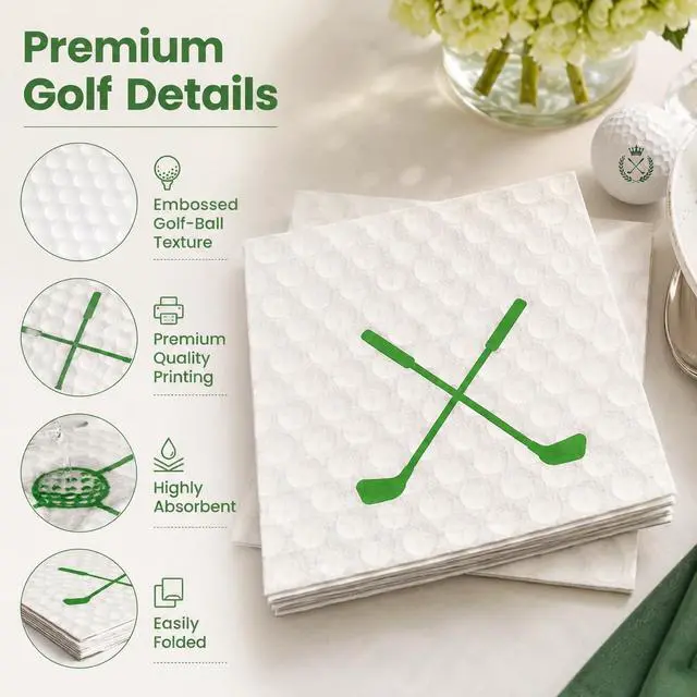 Alt view image 2 of 7 - 50 Pieces Golf Paper Napkins 13 x 13 Inches