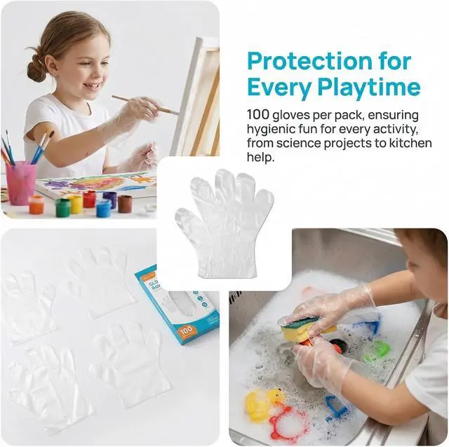 Alt view image 3 of 7 - Milisten Kids Disposable Gloves 100 Count Food Grade