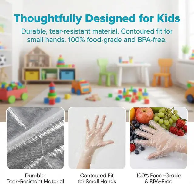 Alt view image 7 of 7 - Milisten Kids Disposable Gloves 100 Count Food Grade