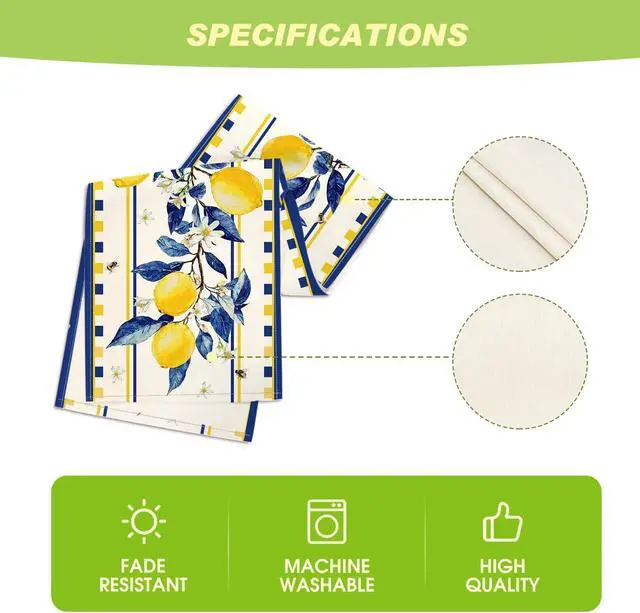 Alt view image 5 of 7 - Artoid Mode Lemon Tree Flower Bee Summer Table Runner, Seasonal Holiday Kitchen Dining Table Decoration for Home Party Indoor 13x72 Inch