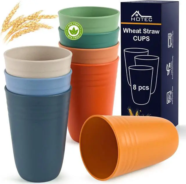 Main image of HOTEC 8-Pack 15oz Plastic Cups, BPA-Free Reusable Drinking Cup set, Unbreakable Tumblers, Dishwasher Safe Water Plastic Glasses, Multicolor