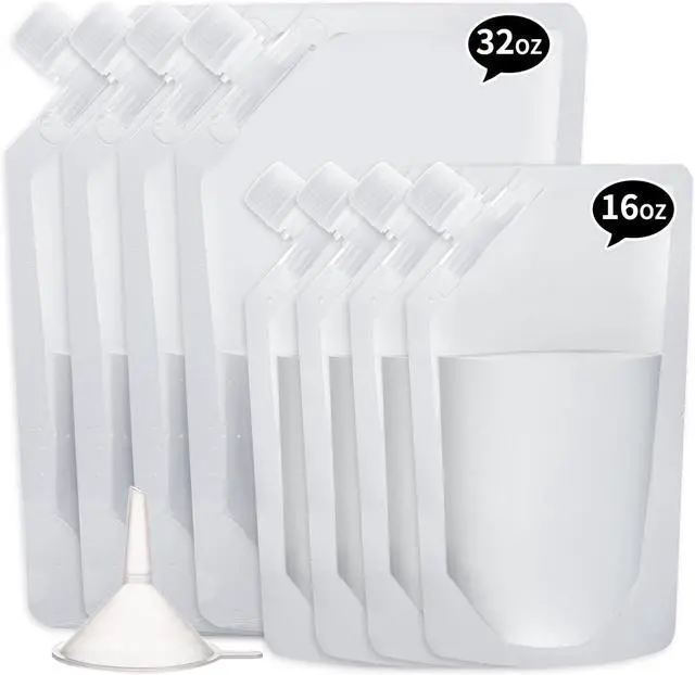 Main image of Plastic Flasks for Liquor Hidden,Drink Pouches for Adults Alcohol,Rum Runners for Cruise Leak Proof set,Reusable and Concealable Booze Bags for Travel16OZx4-32OZx4)