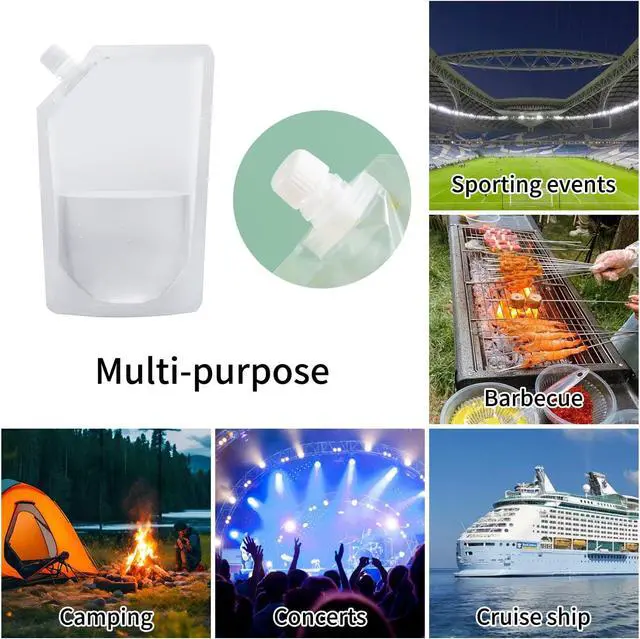 Alt view image 6 of 7 - Plastic Flasks for Liquor Hidden,Drink Pouches for Adults Alcohol,Rum Runners for Cruise Leak Proof set,Reusable and Concealable Booze Bags for Travel16OZx4-32OZx4)
