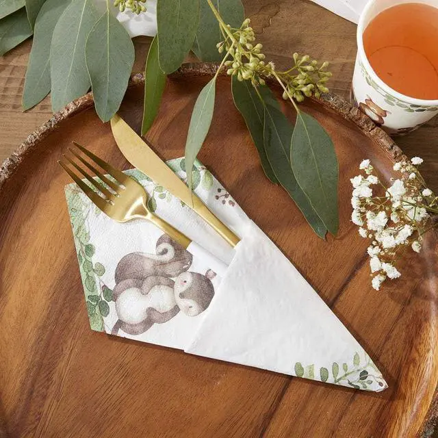 Alt view image 2 of 6 - Kate Aspen Woodland Baby Shower Decorative Paper Napkins, Thick Decorative Dinner Napkins, Luncheon Serveware, 2 ply, 30 Count (Pack of 1)
