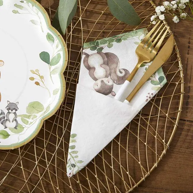 Alt view image 3 of 6 - Kate Aspen Woodland Baby Shower Decorative Paper Napkins, Thick Decorative Dinner Napkins, Luncheon Serveware, 2 ply, 30 Count (Pack of 1)