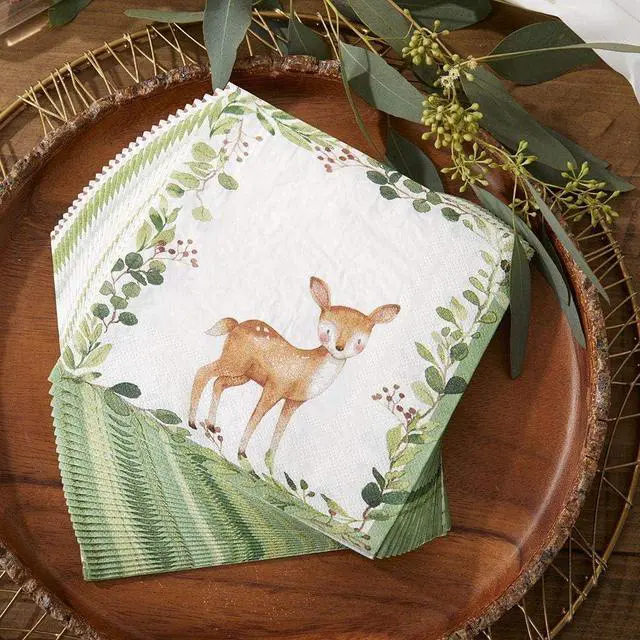 Alt view image 4 of 6 - Kate Aspen Woodland Baby Shower Decorative Paper Napkins, Thick Decorative Dinner Napkins, Luncheon Serveware, 2 ply, 30 Count (Pack of 1)
