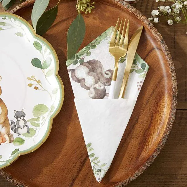 Alt view image 5 of 6 - Kate Aspen Woodland Baby Shower Decorative Paper Napkins, Thick Decorative Dinner Napkins, Luncheon Serveware, 2 ply, 30 Count (Pack of 1)