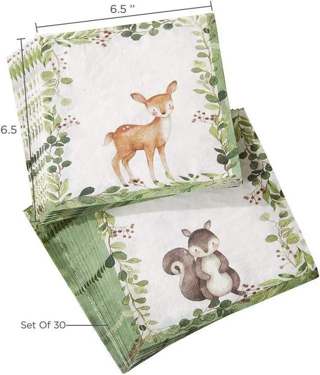 Alt view image 6 of 6 - Kate Aspen Woodland Baby Shower Decorative Paper Napkins, Thick Decorative Dinner Napkins, Luncheon Serveware, 2 ply, 30 Count (Pack of 1)