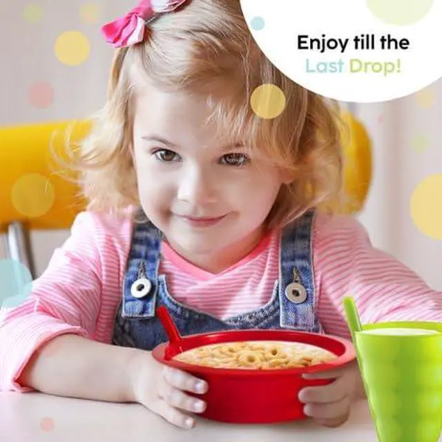 Alt view image 4 of 4 - PLASKIDY Kids Cups with Straw Set of 6 Toddler Cups with BuiltIn Straw 10 Oz BPA-Free Plastic Drinking Cups for Kids Top Rack Dishwasher Safe