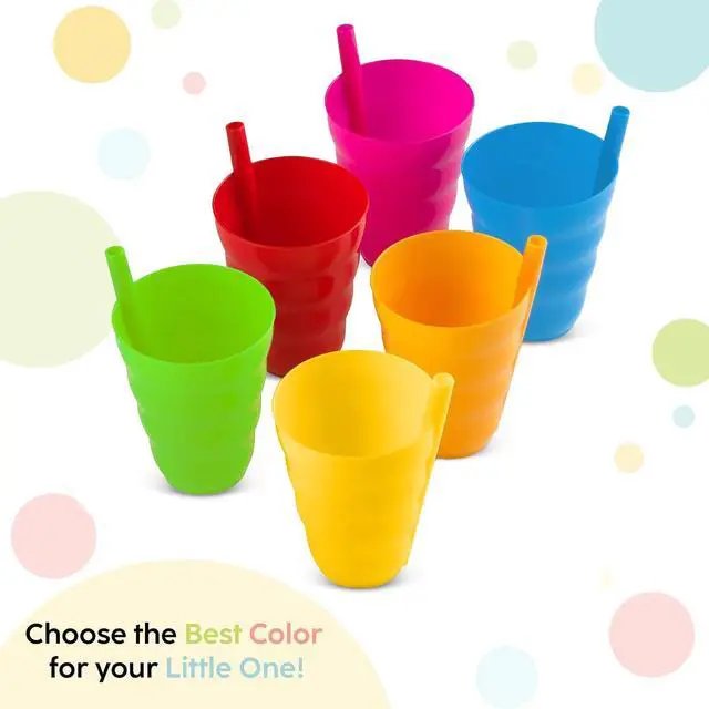 Alt view image 3 of 4 - PLASKIDY Kids Cups with Straw Set of 6 Toddler Cups with BuiltIn Straw 10 Oz BPA-Free Plastic Drinking Cups for Kids Top Rack Dishwasher Safe