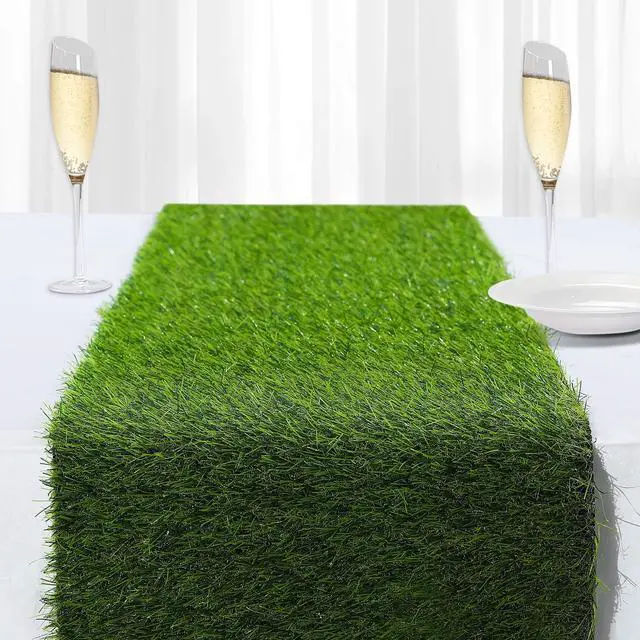 Main image of 13x36 in Synthetic Artificial Grass Table Runner, Faux Turf Table Decor