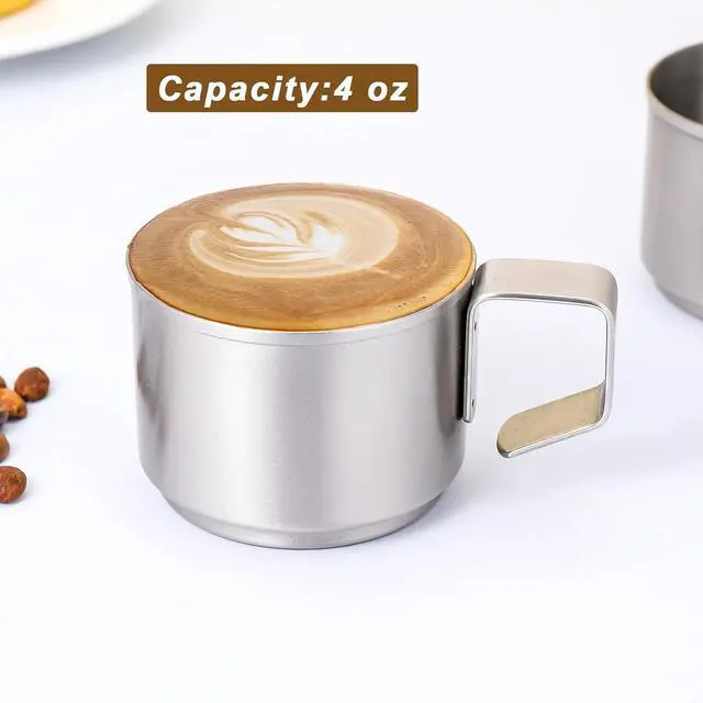 Alt view image 6 of 7 - ZPUFAW 4Pcs Espresso Cups 4 oz Expresso Shots Cups 18/8 Stainless Steel Coffee Cups Set of 4