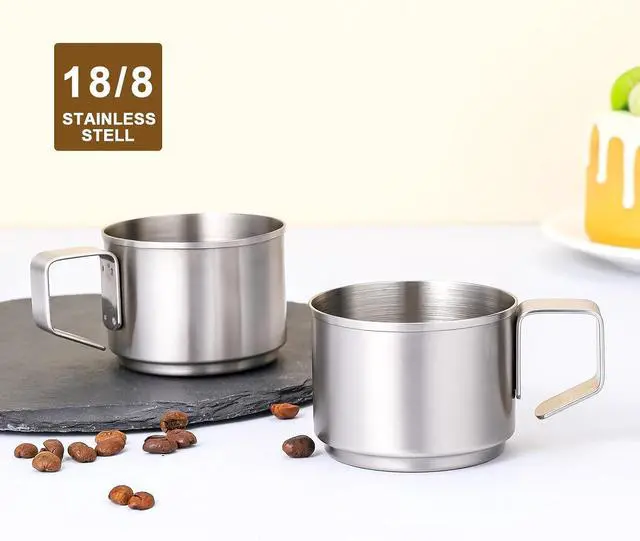 Alt view image 7 of 7 - ZPUFAW 4Pcs Espresso Cups 4 oz Expresso Shots Cups 18/8 Stainless Steel Coffee Cups Set of 4