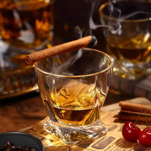 Alt view image 6 of 6 - Whiskey Rocks Glass Set In Gift Box - Includes 2 Crystal Bourbon Glasses and 2 Big Ice Ball Molds - 11 Oz Old Fashioned Glasses for Scotch, Cocktails, Rum, Cognac, Vodka - Unique Gift for Men