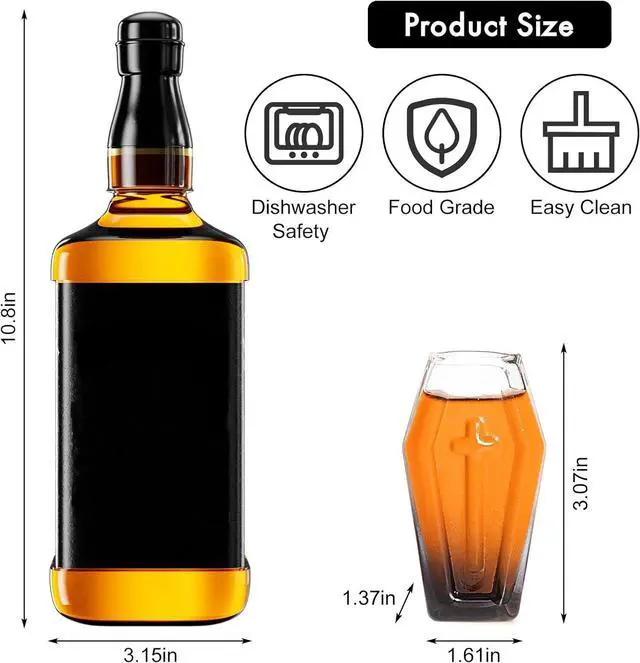 Alt view image 2 of 6 - 2PCS Coffin Shot Glasses Halloween Shot Glasses Drinking Glass (Black)