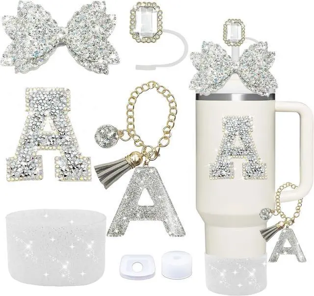 Main image of 7PCS Initial Silver Cup Accessories for Stanley 30/40 oz, Silver A
