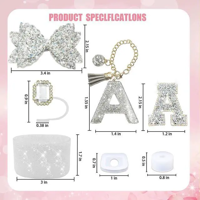 Alt view image 2 of 7 - 7PCS Initial Silver Cup Accessories for Stanley 30/40 oz, Silver A