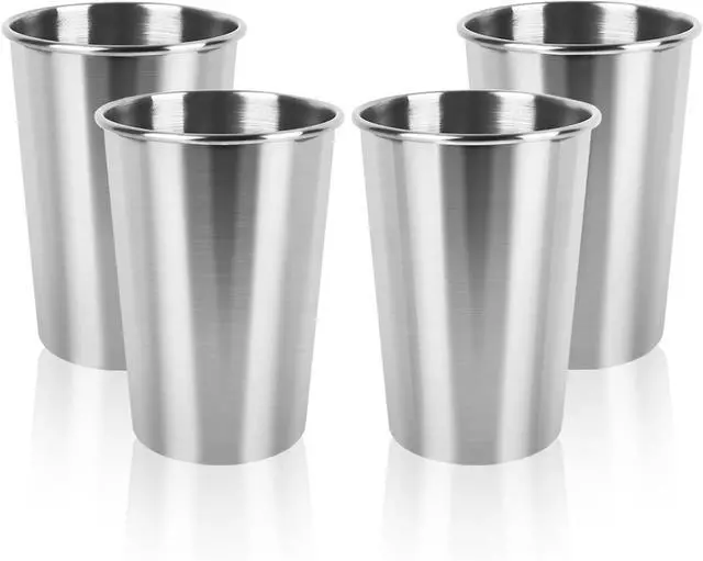 Main image of 4 Pack Stainless Steel Cups, 12oz Stainless Steel Drinking Glasses, Metal Cups for Bar, Home, Restaurant