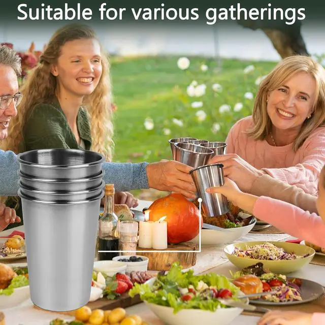 Alt view image 5 of 5 - 4 Pack Stainless Steel Cups, 12oz Stainless Steel Drinking Glasses, Metal Cups for Bar, Home, Restaurant