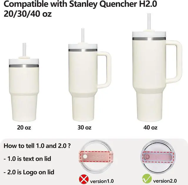 Alt view image 2 of 6 - Silicone Spill Stopper Set Compatible with Stanley Cup 2.0 30oz & 40oz with Straw Cover (Set of 2, Cream)