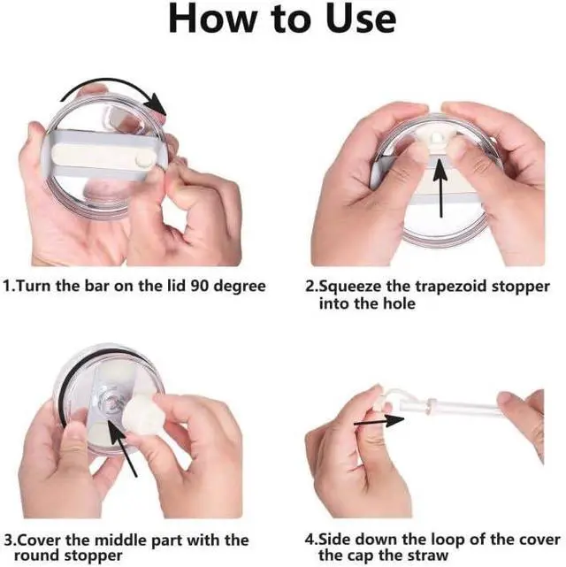 Alt view image 5 of 6 - Silicone Spill Stopper Set Compatible with Stanley Cup 2.0 30oz & 40oz with Straw Cover (Set of 2, Cream)