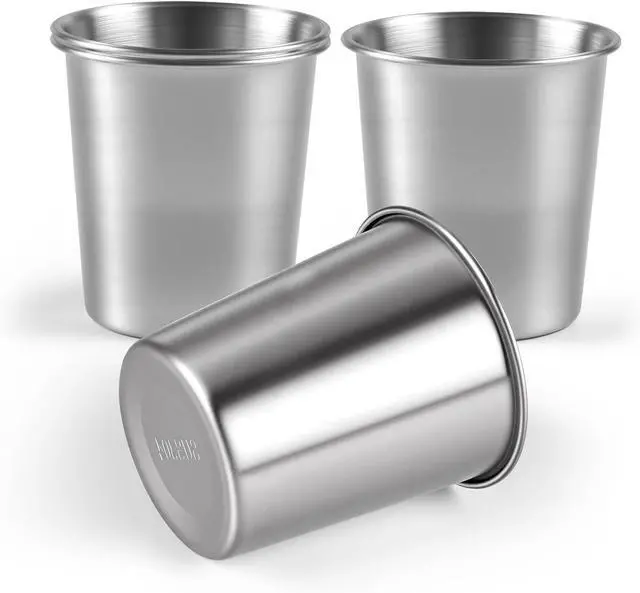 Main image of Ninsula Stainless Steel Cups 4 Pack, 8 Ounce Unbreakable Stackable Metal Cups, Durable Reusable Kids Stainless Steel Cup for Bar, Home, Restaurant