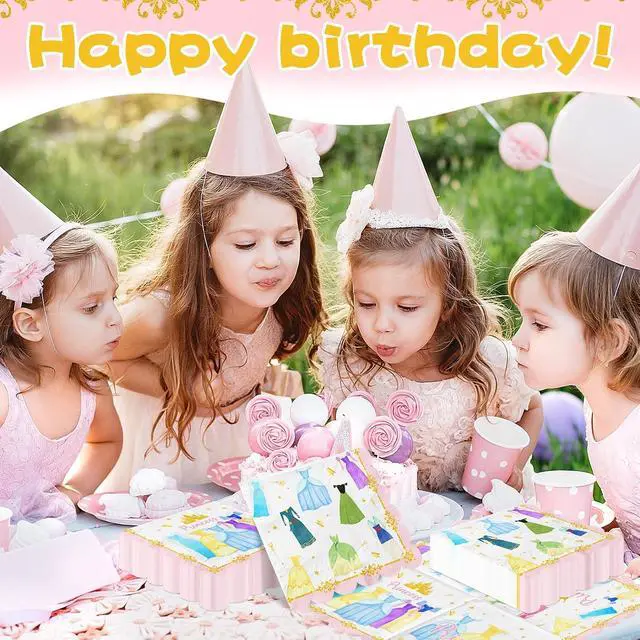 Alt view image 2 of 6 - Princess Birthday Party Decorations,48pcs Princess Party Decorations Napkins Pink Princess Paper Napkins for Girl Birthday Decorations