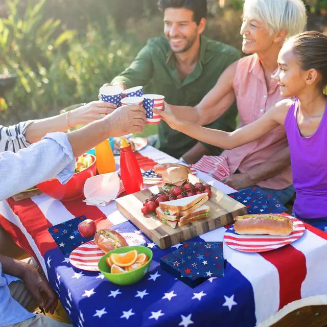 Alt view image 7 of 7 - Quera Patriotic Party Supplies 4th of JULY Paper Napkins 50Count 6.5 x 6.5 inch Americana Stars Cocktail Napkins for Parties, Red Blue and White American Stars Decorations