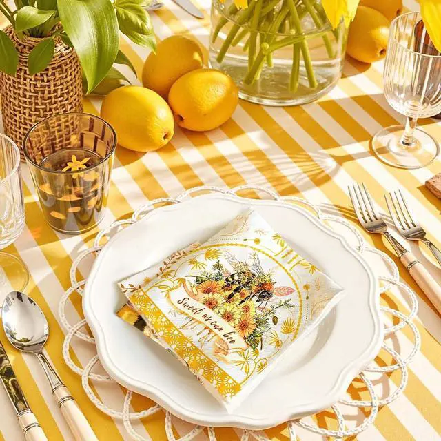 Alt view image 6 of 7 - NICROLANDEE Bee Themed Party Napkins 24PCS Cocktail Napkins 3 Layers