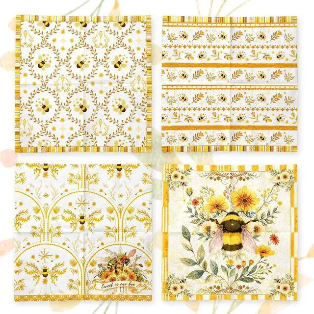 Alt view image 5 of 7 - NICROLANDEE Bee Themed Party Napkins 24PCS Cocktail Napkins 3 Layers