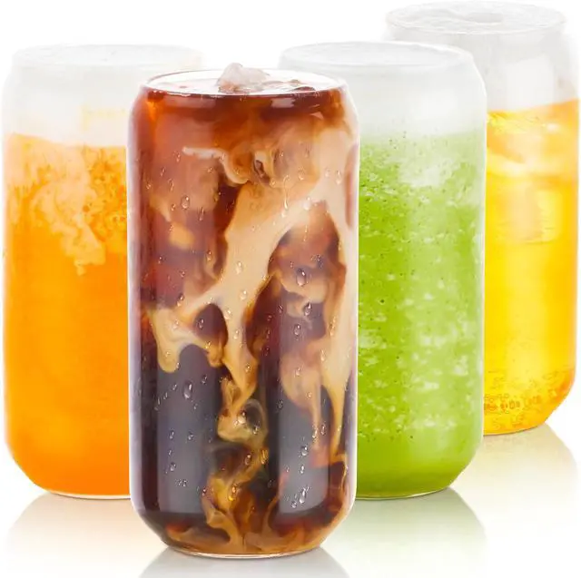 Alt view image 6 of 7 - Drinking Glasses with Lid, Straw, 16oz Glass Cup Iced Coffee Tumblers, 1 Pc