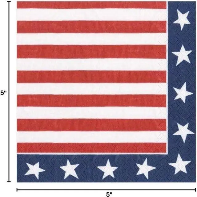 Alt view image 4 of 4 - Caspari Red, White & Blue Paper Cocktail Napkins - 20 Per Package