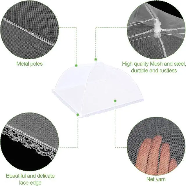 Alt view image 3 of 7 - 4 Pack Mesh Food Covers 17 inch, Large and Tall Food Covers, Pop-Up Mesh Food Covers Tent Umbrella for BBQs, Outdoors, Screen Tents, Parties Picnics, Fruit Cover