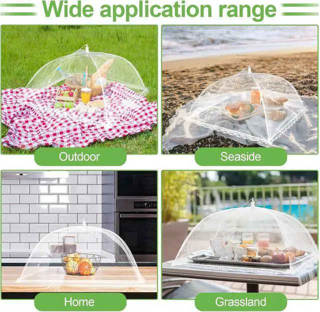 Alt view image 7 of 7 - 4 Pack Mesh Food Covers 17 inch, Large and Tall Food Covers, Pop-Up Mesh Food Covers Tent Umbrella for BBQs, Outdoors, Screen Tents, Parties Picnics, Fruit Cover
