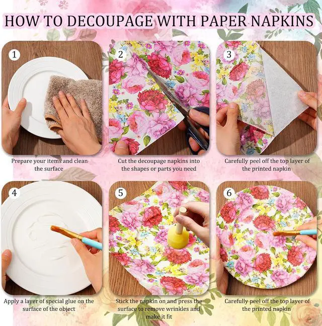 Alt view image 3 of 7 - 24 Pack Decoupage Napkins, 24 Styles Vintage Floral Napkins for Crafting