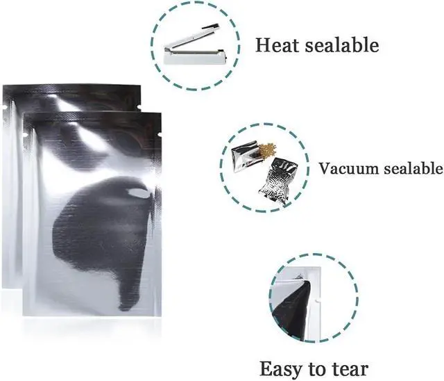 Alt view image 2 of 5 - PABCK 100 Pack Silver Foil Pouch Open Top Heat Seal Mylar Bags 3.1x4.7 inch