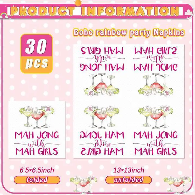 Alt view image 2 of 6 - Gueevin 30 Pcs Mahjong Napkins Cocktail Party Supplies, Paper, Funny