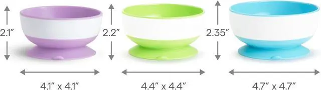 Alt view image 7 of 7 - Munchkin Stay Put Suction Bowls for Baby and Toddler, 3 Pack, Blue/Green/Purple