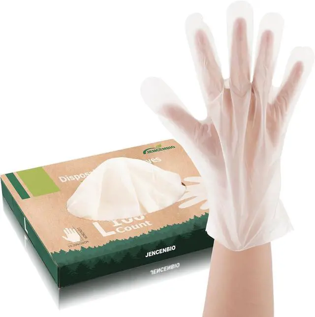 Main image of Compostable Disposable Gloves for Food Pre with US BPI ASTM D6400 and Europe OK Compost Home Certified 100 Couts