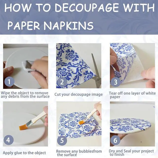 Alt view image 7 of 7 - 21 Pack Assorted Floral Napkins Decoupage Decorative, Decoupage Napkins Cocktail Decorative Paper for Birthday Party Beautiful Gorgeous, 21 styles of decorative paper (Blue and Gold Floral)