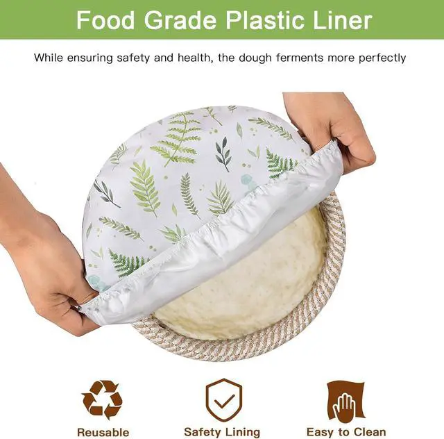 Alt view image 2 of 7 - 3 Pack Reusable Bowl Covers for Bread Proofing with Plastic Liner 8/10/12 Inch Elastic Bread Bowl Cover for Sourdough Rising and Food Storage