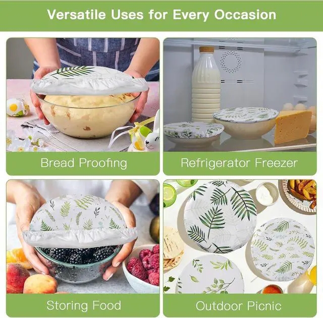 Alt view image 6 of 7 - 3 Pack Reusable Bowl Covers for Bread Proofing with Plastic Liner 8/10/12 Inch Elastic Bread Bowl Cover for Sourdough Rising and Food Storage