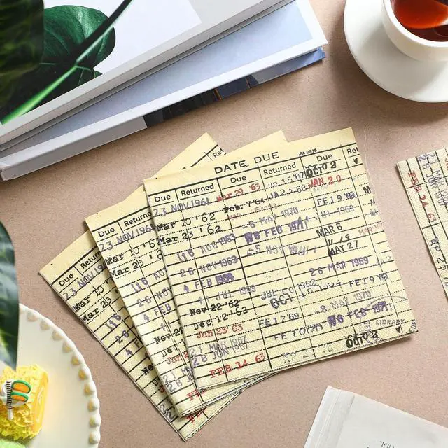 Alt view image 4 of 7 - Crtiin 50 Pcs Due Date Card Book Club Paper Napkins Book Lovers Gifts