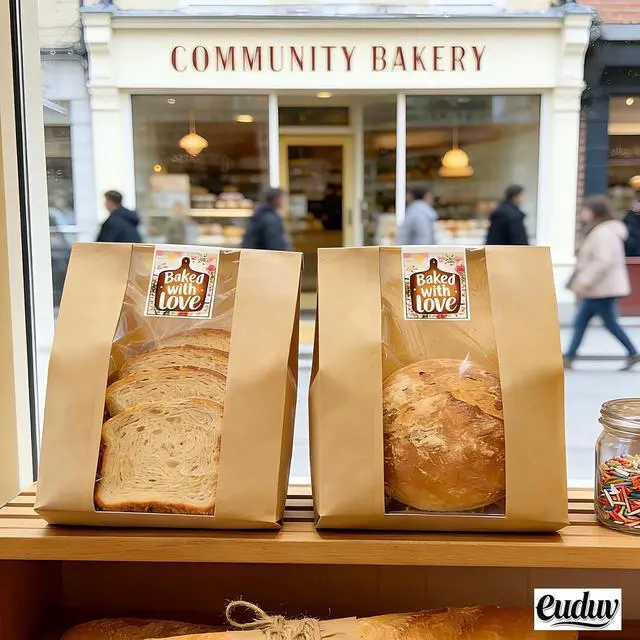 Alt view image 4 of 7 - 16"X10"X5" Extra Large Paper Bread Bags for Homemade Bread with Window & Sticker for xl Sourdough Bread, Very Wide Bread Loaf, Baked Goods, Packaging for Gifting - Brown Kraft 25Pcs