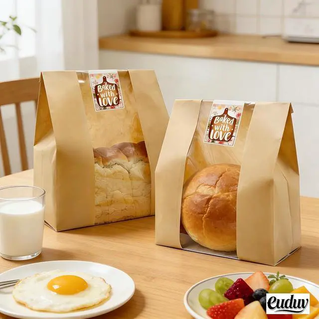 Alt view image 5 of 7 - 16"X10"X5" Extra Large Paper Bread Bags for Homemade Bread with Window & Sticker for xl Sourdough Bread, Very Wide Bread Loaf, Baked Goods, Packaging for Gifting - Brown Kraft 25Pcs