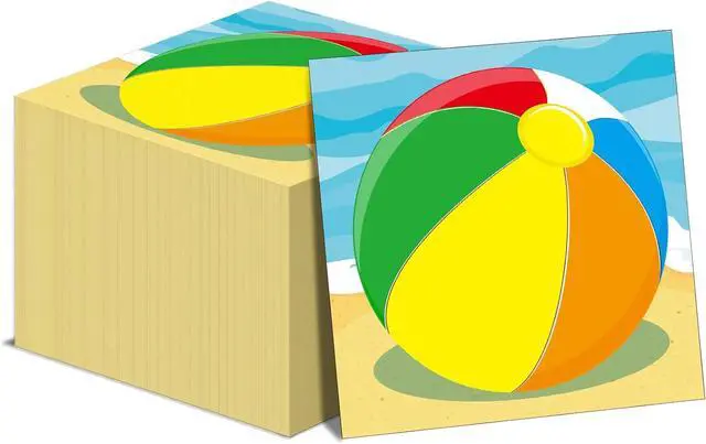 Main image of 50pcs Beach Ball Party Napkins Disposable Summer Pool Ball Paper Napkins Supplies Decorations Beach Birthday Party Napkins Set for Baby Showers Holidays