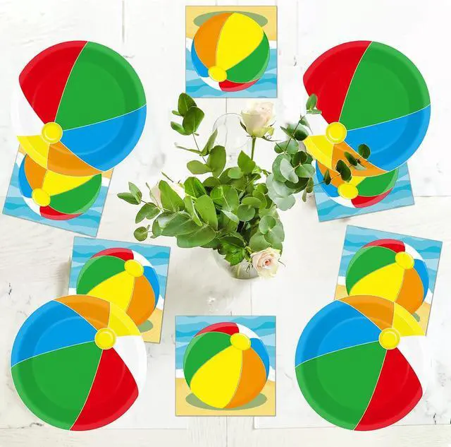 Alt view image 6 of 7 - 50pcs Beach Ball Party Napkins Disposable Summer Pool Ball Paper Napkins Supplies Decorations Beach Birthday Party Napkins Set for Baby Showers Holidays